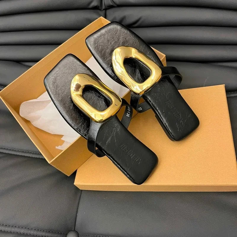 Gold Metal Slippers