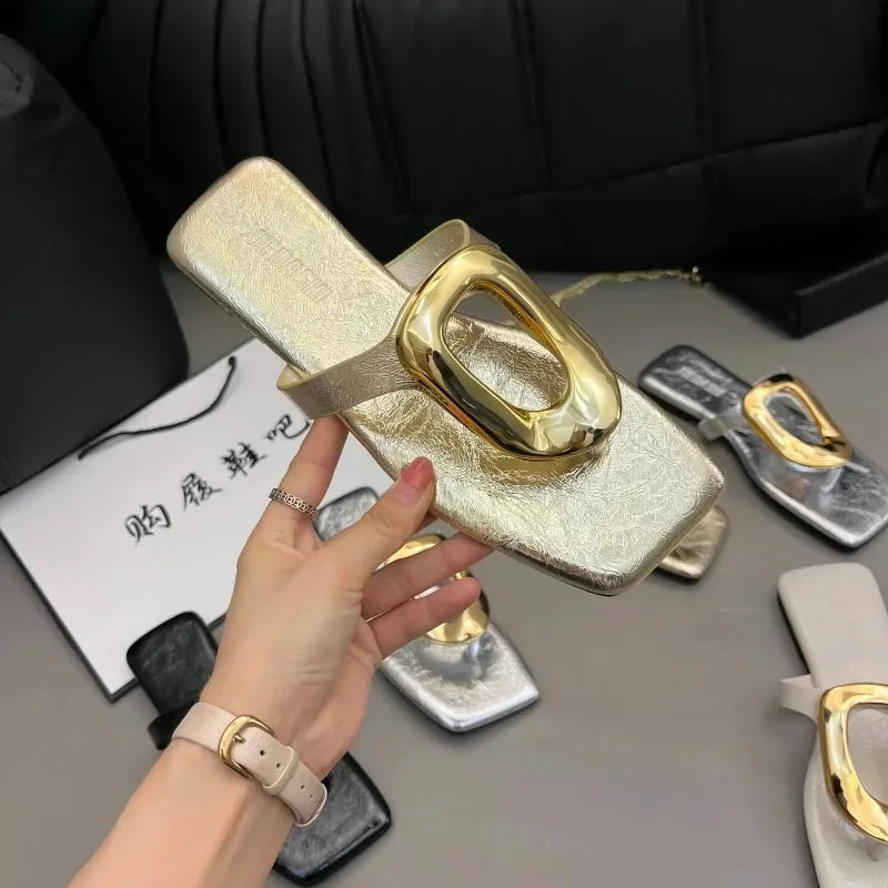 Gold Metal Slippers