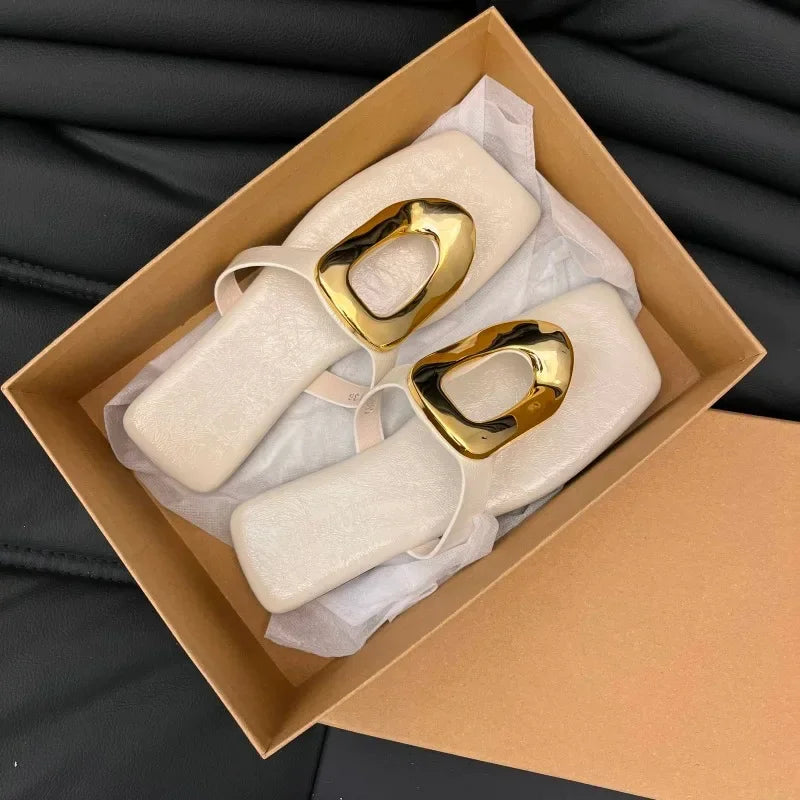 Gold Metal Slippers