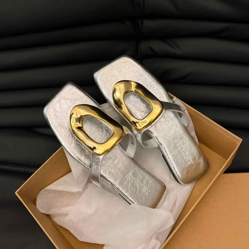Gold Metal Slippers