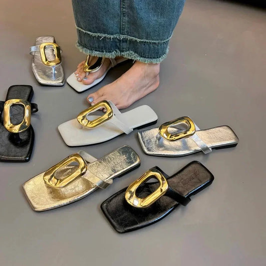 Gold Metal Slippers